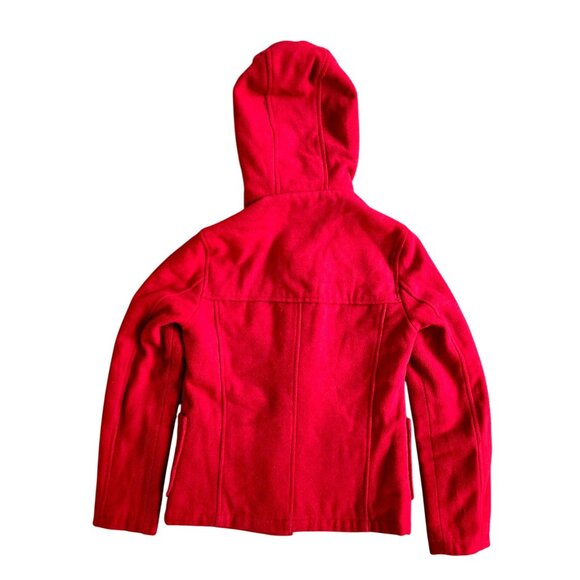 Red Winter Jacket With Faux Fur Hood & Plaid Lining Womens Small - Picture 3 of 5